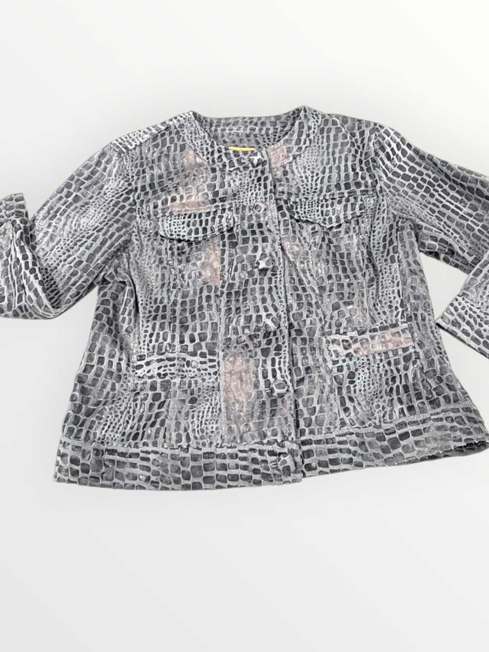Ruby Rd Croc-Embossed Gray Women’s Jacket - Picture 2 of 12